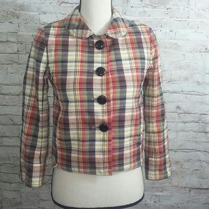 J. Crew Plaid Peter Pan Collar Cotton Jacket